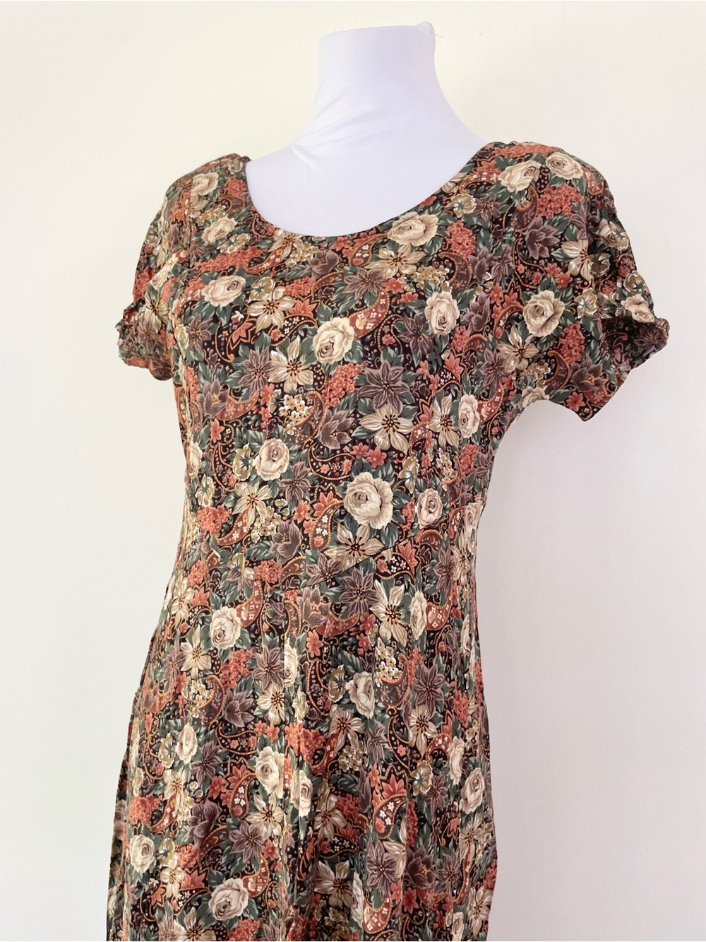 Vintage 80s 90s Floral Midi Summer Dress M Medium Whimsigoth Practical Magic - Picture 2 of 8